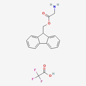 molecular formula C18H16F3NO4 B2974924 (9H-fluoren-9-yl)methyl 2-aminoacetate, trifluoroacetic acid CAS No. 124927-89-5