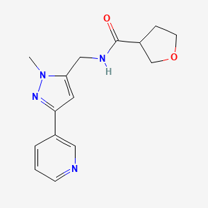 molecular formula C15H18N4O2 B2974926 N-((1-methyl-3-(pyridin-3-yl)-1H-pyrazol-5-yl)methyl)tetrahydrofuran-3-carboxamide CAS No. 2034605-34-8