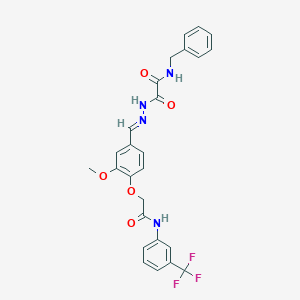 molecular formula C26H23F3N4O5 B297493 N-benzyl-2-[2-(3-methoxy-4-{2-oxo-2-[3-(trifluoromethyl)anilino]ethoxy}benzylidene)hydrazino]-2-oxoacetamide 