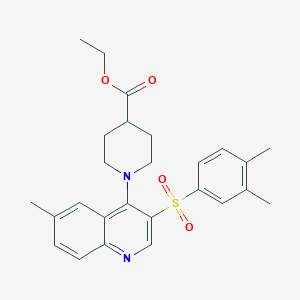 molecular formula C26H30N2O4S B2974933 Ethyl 1-(3-((3,4-dimethylphenyl)sulfonyl)-6-methylquinolin-4-yl)piperidine-4-carboxylate CAS No. 897758-74-6