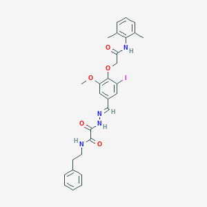molecular formula C28H29IN4O5 B297494 N'-[(E)-[4-[2-(2,6-dimethylanilino)-2-oxoethoxy]-3-iodo-5-methoxyphenyl]methylideneamino]-N-(2-phenylethyl)oxamide 