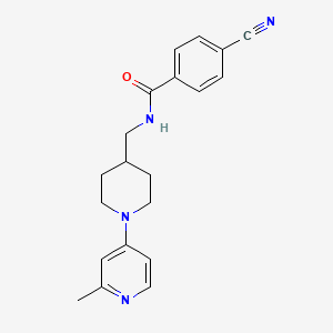 molecular formula C20H22N4O B2974941 4-cyano-N-((1-(2-methylpyridin-4-yl)piperidin-4-yl)methyl)benzamide CAS No. 2034381-74-1