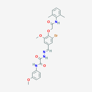 molecular formula C27H27BrN4O6 B297495 2-(2-{3-bromo-4-[2-(2,6-dimethylanilino)-2-oxoethoxy]-5-methoxybenzylidene}hydrazino)-N-(3-methoxyphenyl)-2-oxoacetamide 