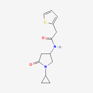 molecular formula C13H16N2O2S B2974955 N-(1-cyclopropyl-5-oxopyrrolidin-3-yl)-2-(thiophen-2-yl)acetamide CAS No. 1396859-23-6