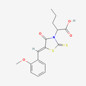 molecular formula C16H17NO4S2 B2974959 2-[(5Z)-5-[(2-methoxyphenyl)methylidene]-4-oxo-2-sulfanylidene-1,3-thiazolidin-3-yl]pentanoic acid CAS No. 300826-78-2