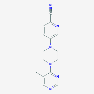 molecular formula C15H16N6 B2974961 5-[4-(5-Methylpyrimidin-4-yl)piperazin-1-yl]pyridine-2-carbonitrile CAS No. 2380071-22-5