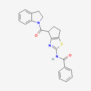 molecular formula C22H19N3O2S B2974963 N-(4-(吲哚啉-1-羰基)-5,6-二氢-4H-环戊[d]噻唑-2-基)苯甲酰胺 CAS No. 955653-01-7