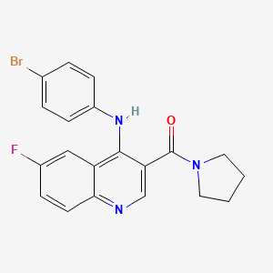 (4-((4-Bromophenyl)amino)-6-fluoroquinolin-3-yl)(pyrrolidin-1-yl)methanone