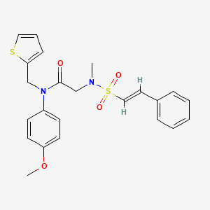 molecular formula C23H24N2O4S2 B2974968 N-(4-methoxyphenyl)-2-[methyl-[(E)-2-phenylethenyl]sulfonylamino]-N-(thiophen-2-ylmethyl)acetamide CAS No. 1111535-75-1