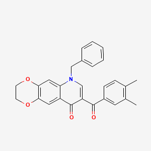 molecular formula C27H23NO4 B2974974 6-苄基-8-(3,4-二甲基苯甲酰)-2H,3H,6H,9H-[1,4]二氧杂环[2,3-g]喹啉-9-酮 CAS No. 902507-07-7