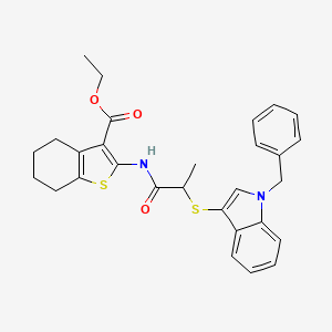 ethyl 2-(2-((1-benzyl-1H-indol-3-yl)thio)propanamido)-4,5,6,7-tetrahydrobenzo[b]thiophene-3-carboxylate