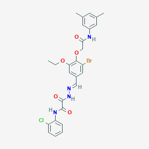 molecular formula C27H26BrClN4O5 B297498 2-(2-{3-bromo-4-[2-(3,5-dimethylanilino)-2-oxoethoxy]-5-ethoxybenzylidene}hydrazino)-N-(2-chlorophenyl)-2-oxoacetamide 
