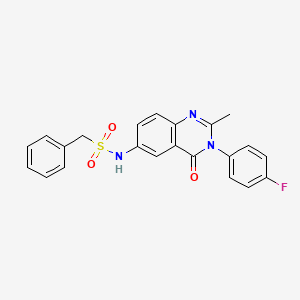 molecular formula C22H18FN3O3S B2974980 N-(3-(4-氟苯基)-2-甲基-4-氧代-3,4-二氢喹唑啉-6-基)-1-苯甲磺酰胺 CAS No. 1170943-88-0
