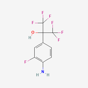 molecular formula C9H6F7NO B2974984 2-(4-Amino-3-fluorophenyl)-1,1,1,3,3,3-hexafluoropropan-2-ol CAS No. 1355338-16-7