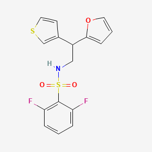 molecular formula C16H13F2NO3S2 B2974988 2,6-difluoro-N-[2-(furan-2-yl)-2-(thiophen-3-yl)ethyl]benzene-1-sulfonamide CAS No. 2097858-18-7