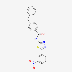 molecular formula C22H16N4O3S B2974989 4-苄基-N-[5-(3-硝基苯基)-1,3,4-噻二唑-2-基]苯甲酰胺 CAS No. 392243-84-4