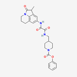phenyl 4-((2-((1-methyl-2-oxo-2,4,5,6-tetrahydro-1H-pyrrolo[3,2,1-ij]quinolin-8-yl)amino)-2-oxoacetamido)methyl)piperidine-1-carboxylate