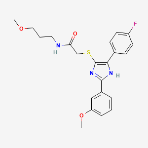 molecular formula C22H24FN3O3S B2974991 2-{[5-(4-FLUOROPHENYL)-2-(3-METHOXYPHENYL)-1H-IMIDAZOL-4-YL]SULFANYL}-N-(3-METHOXYPROPYL)ACETAMIDE CAS No. 901241-43-8