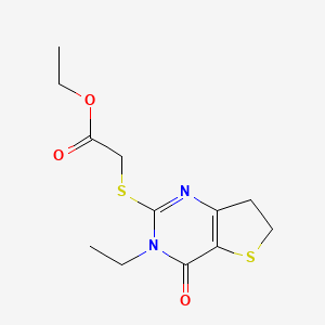molecular formula C12H16N2O3S2 B2974992 2-[(3-乙基-4-氧代-6,7-二氢噻吩并[3,2-d]嘧啶-2-基)硫代]乙酸乙酯 CAS No. 893369-87-4