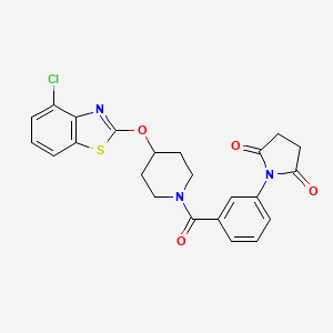 molecular formula C23H20ClN3O4S B2974998 1-(3-(4-((4-Chlorobenzo[d]thiazol-2-yl)oxy)piperidine-1-carbonyl)phenyl)pyrrolidine-2,5-dione CAS No. 1331359-76-2