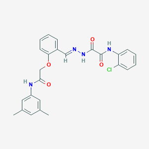 molecular formula C25H23ClN4O4 B297500 N-(2-chlorophenyl)-2-(2-{2-[2-(3,5-dimethylanilino)-2-oxoethoxy]benzylidene}hydrazino)-2-oxoacetamide 