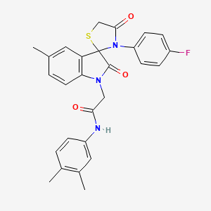 molecular formula C27H24FN3O3S B2975009 N-(3,4-dimethylphenyl)-2-(3'-(4-fluorophenyl)-5-methyl-2,4'-dioxospiro[indoline-3,2'-thiazolidin]-1-yl)acetamide CAS No. 899987-10-1