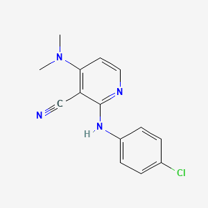 molecular formula C14H13ClN4 B2975017 2-(4-Chloroanilino)-4-(dimethylamino)nicotinonitrile CAS No. 339016-81-8