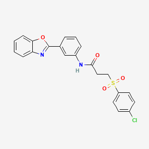 molecular formula C22H17ClN2O4S B2975018 N-(3-(benzo[d]oxazol-2-yl)phenyl)-3-((4-chlorophenyl)sulfonyl)propanamide CAS No. 895461-19-5