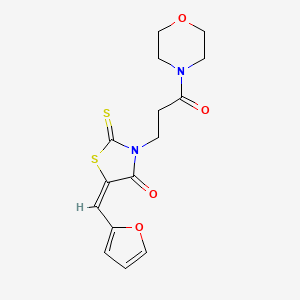 molecular formula C15H16N2O4S2 B2975019 (E)-5-(呋喃-2-基亚甲基)-3-(3-吗啉-3-氧代丙基)-2-硫代噻唑烷-4-酮 CAS No. 682783-85-3