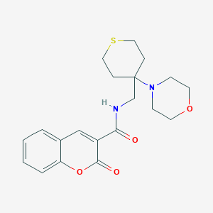 molecular formula C20H24N2O4S B2975020 N-[(4-Morpholin-4-ylthian-4-yl)methyl]-2-oxochromene-3-carboxamide CAS No. 2380190-99-6