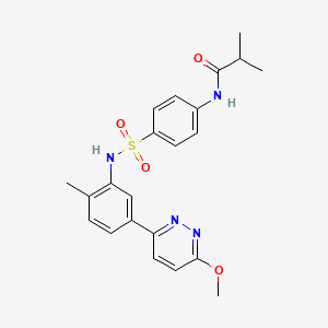 molecular formula C22H24N4O4S B2975021 N-(4-(N-(5-(6-methoxypyridazin-3-yl)-2-methylphenyl)sulfamoyl)phenyl)isobutyramide CAS No. 1021111-65-8