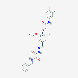 molecular formula C28H29BrN4O5 B297503 N-benzyl-2-(2-{3-bromo-4-[2-(3,4-dimethylanilino)-2-oxoethoxy]-5-ethoxybenzylidene}hydrazino)-2-oxoacetamide 