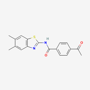 molecular formula C18H16N2O2S B2975031 4-acetyl-N-(5,6-dimethyl-1,3-benzothiazol-2-yl)benzamide CAS No. 886927-25-9