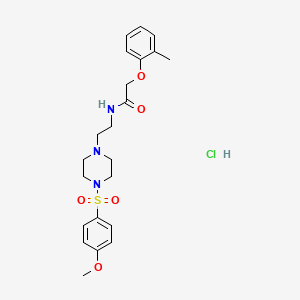 molecular formula C22H30ClN3O5S B2975033 N-(2-(4-((4-methoxyphenyl)sulfonyl)piperazin-1-yl)ethyl)-2-(o-tolyloxy)acetamide hydrochloride CAS No. 1185071-45-7