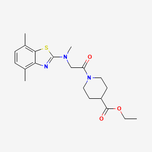 molecular formula C20H27N3O3S B2975043 Ethyl 1-(2-((4,7-dimethylbenzo[d]thiazol-2-yl)(methyl)amino)acetyl)piperidine-4-carboxylate CAS No. 1396782-85-6