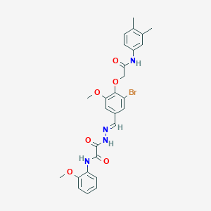 molecular formula C27H27BrN4O6 B297505 2-(2-{3-bromo-4-[2-(3,4-dimethylanilino)-2-oxoethoxy]-5-methoxybenzylidene}hydrazino)-N-(2-methoxyphenyl)-2-oxoacetamide 