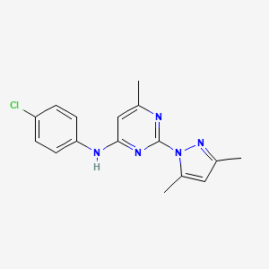molecular formula C16H16ClN5 B2975050 N-(4-chlorophenyl)-2-(3,5-dimethylpyrazol-1-yl)-6-methylpyrimidin-4-amine CAS No. 73029-78-4