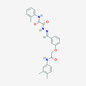 molecular formula C26H26N4O4 B297507 N'-[(E)-[3-[2-(3,4-dimethylanilino)-2-oxoethoxy]phenyl]methylideneamino]-N-(2-methylphenyl)oxamide 