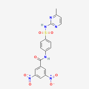 molecular formula C18H14N6O7S B2975071 N-{4-[(4-methylpyrimidin-2-yl)sulfamoyl]phenyl}-3,5-dinitrobenzamide CAS No. 349145-04-6