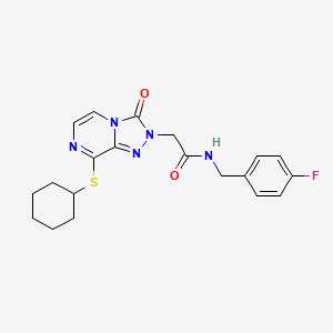 molecular formula C20H22FN5O2S B2975079 2-(8-(cyclohexylthio)-3-oxo-[1,2,4]triazolo[4,3-a]pyrazin-2(3H)-yl)-N-(4-fluorobenzyl)acetamide CAS No. 1251603-69-6