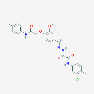 molecular formula C28H29ClN4O5 B297508 N-(3-chloro-4-methylphenyl)-2-(2-{4-[2-(3,4-dimethylanilino)-2-oxoethoxy]-3-ethoxybenzylidene}hydrazino)-2-oxoacetamide 