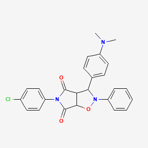 molecular formula C25H22ClN3O3 B2975082 5-(4-chlorophenyl)-3-(4-(dimethylamino)phenyl)-2-phenyldihydro-2H-pyrrolo[3,4-d]isoxazole-4,6(5H,6aH)-dione CAS No. 1212120-46-1