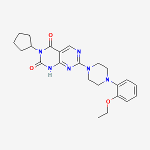 molecular formula C23H28N6O3 B2975095 3-cyclopentyl-7-[4-(2-ethoxyphenyl)piperazin-1-yl]pyrimido[4,5-d]pyrimidine-2,4(1H,3H)-dione CAS No. 1396758-89-6