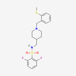 molecular formula C20H24F2N2O2S2 B2975096 2,6-二氟-N-((1-(2-(甲硫基)苄基)哌啶-4-基)甲基)苯磺酰胺 CAS No. 1234926-67-0