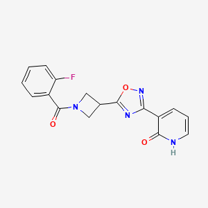 molecular formula C17H13FN4O3 B2975097 3-(5-(1-(2-fluorobenzoyl)azetidin-3-yl)-1,2,4-oxadiazol-3-yl)pyridin-2(1H)-one CAS No. 1421530-72-4