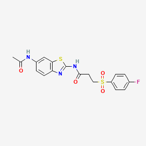 N-(6-acetamidobenzo[d]thiazol-2-yl)-3-((4-fluorophenyl)sulfonyl)propanamide