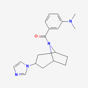 molecular formula C19H24N4O B2975114 ((1R,5S)-3-(1H-imidazol-1-yl)-8-azabicyclo[3.2.1]octan-8-yl)(3-(dimethylamino)phenyl)methanone CAS No. 2309603-56-1