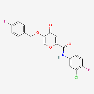 N-(3-chloro-4-fluorophenyl)-5-((4-fluorobenzyl)oxy)-4-oxo-4H-pyran-2-carboxamide