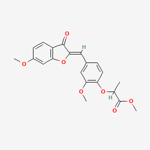 molecular formula C21H20O7 B2975119 (Z)-methyl 2-(2-methoxy-4-((6-methoxy-3-oxobenzofuran-2(3H)-ylidene)methyl)phenoxy)propanoate CAS No. 869078-74-0