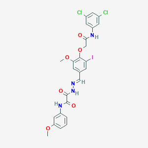 molecular formula C25H21Cl2IN4O6 B297512 2-(2-{4-[2-(3,5-dichloroanilino)-2-oxoethoxy]-3-iodo-5-methoxybenzylidene}hydrazino)-N-(3-methoxyphenyl)-2-oxoacetamide 